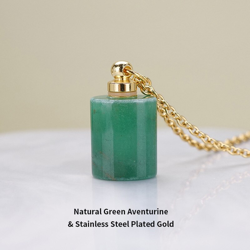 JD Essential Oil Diffuser Perfume Bottle Pendant Necklace Natural Tiger Eyes Stone Stainless Steel Jewelry Dropshipping 22Colors