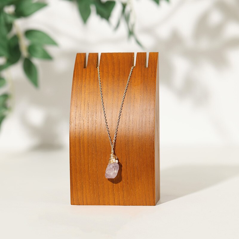 JD Natural Stone Amethyst Crystal Pendant Necklace Brazil Druzy Irregular Shape Lavender Semi-precious Handmade Jewelry Necklace