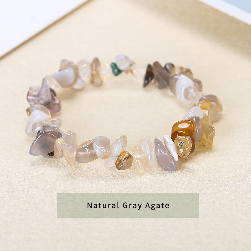 JD Irregular Gravel Stone Women Bracelet Trendy Crushed Agate Beads Bangles Natural Stone Chip Stretch Jewelry Wristband Gift