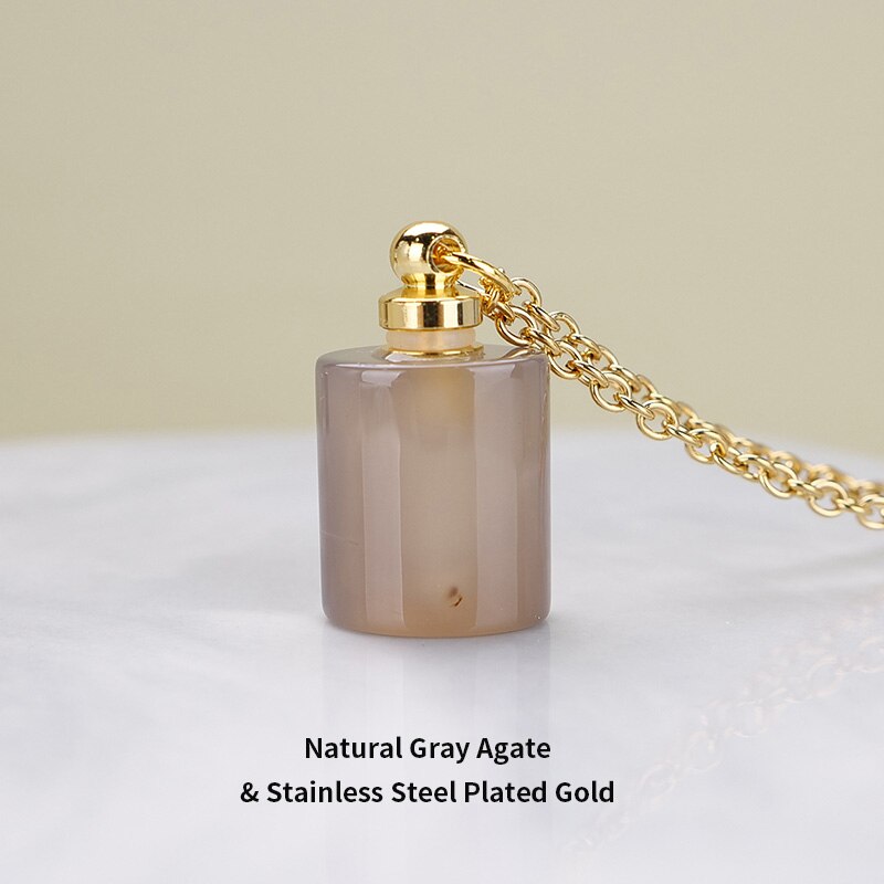 JD Essential Oil Diffuser Perfume Bottle Pendant Necklace Natural Tiger Eyes Stone Stainless Steel Jewelry Dropshipping 22Colors