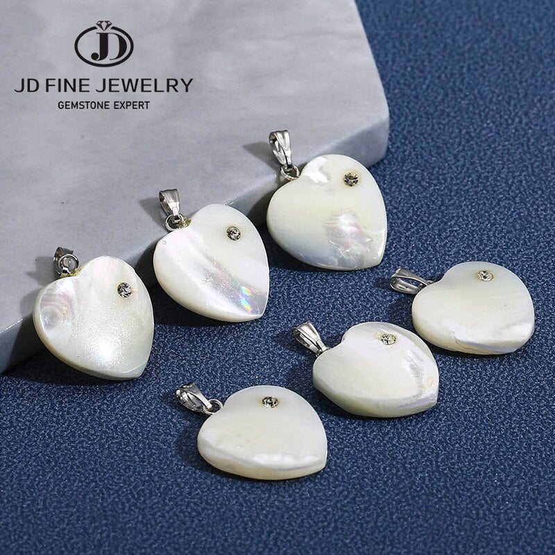 JD 10Pcs Nature Shell Pendants Heart Shape Saltwater Mother Of Pearl Size 20MM Charms Connectors Factory Price