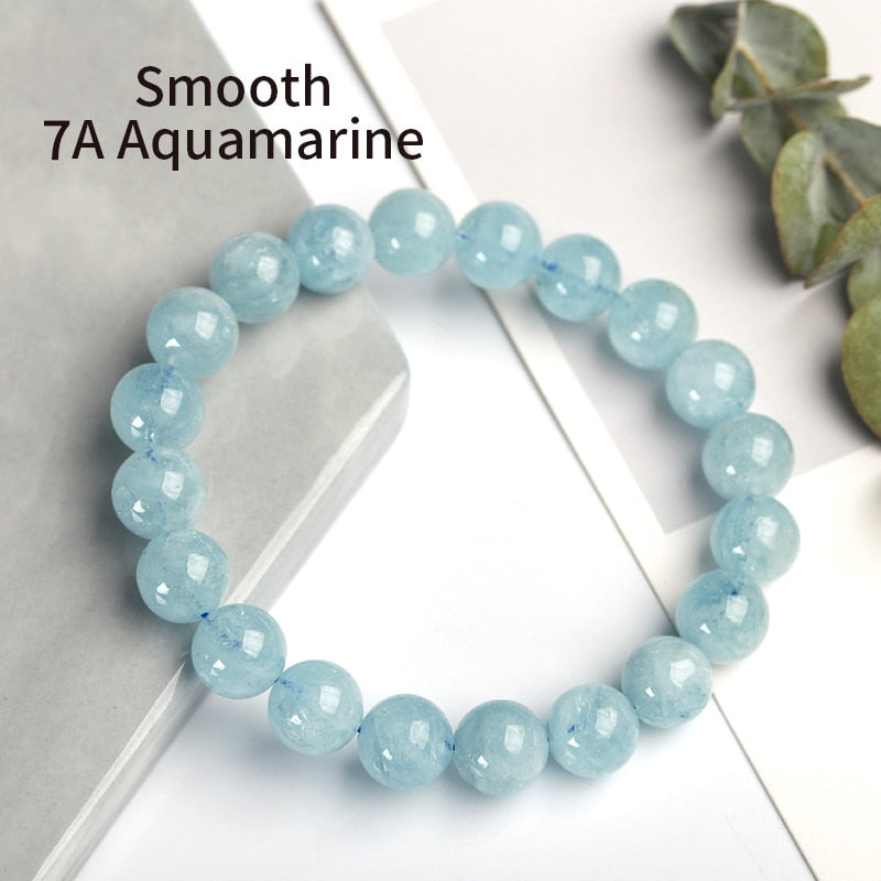 JD Natural Stone Aquamarine Beaded Bracelet Women Fashion Charm Blue Colored Energy Bead Elastic Bangles Female Jewelry Gifts