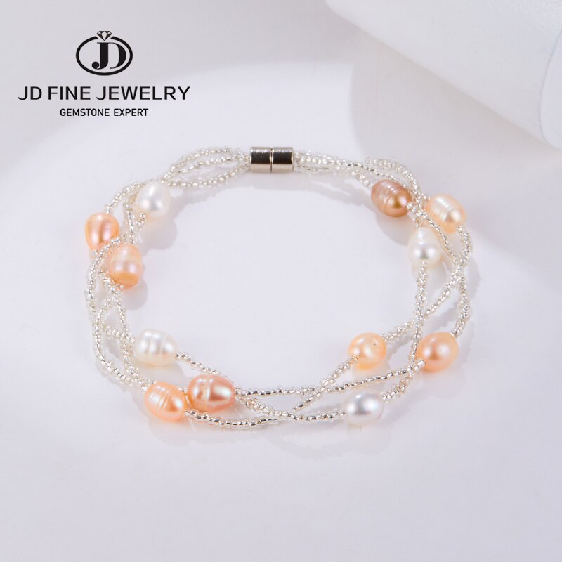 JD Hand Woven Natural Freshwater Pearl Lady Bracelet Original Jewelry For Women Promotion Birthday Gift Girlfriend Party Jewelry