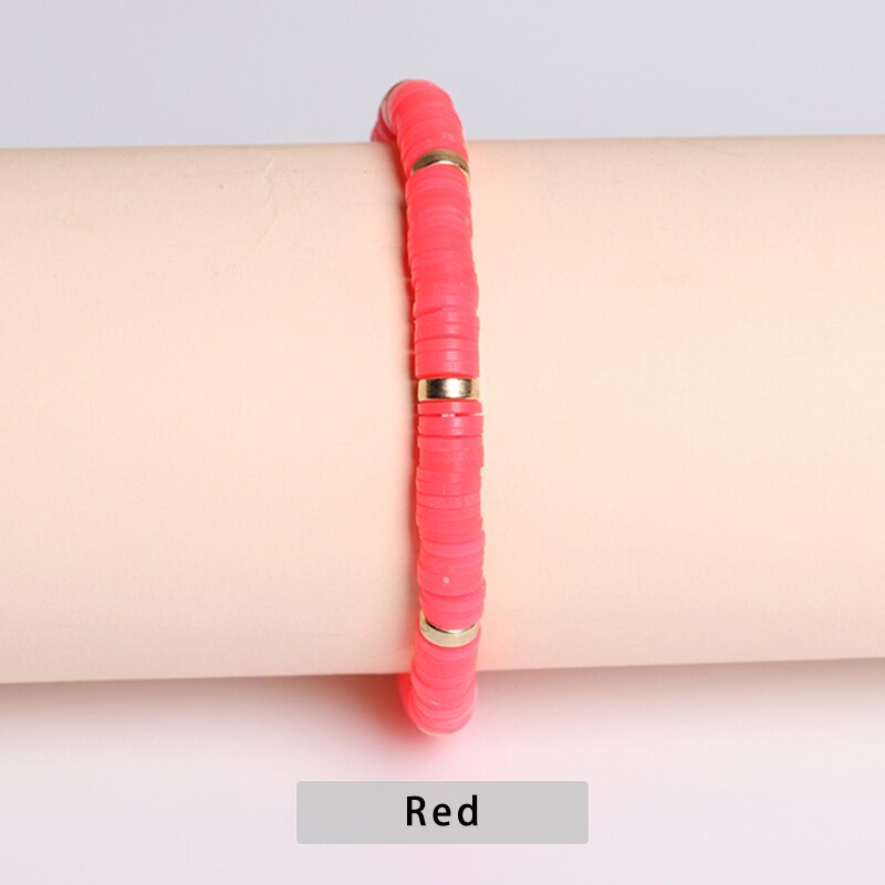 JD Full Color Polymer Clay Disc Beaded Bracelet For Women Fashion Fall Winter Jewelry High Quality Gold Color Beads Gift