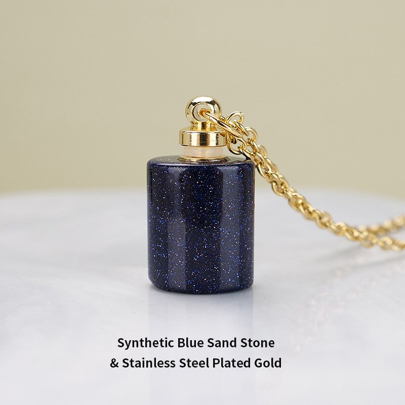 JD Essential Oil Diffuser Perfume Bottle Pendant Necklace Natural Tiger Eyes Stone Stainless Steel Jewelry Dropshipping 22Colors