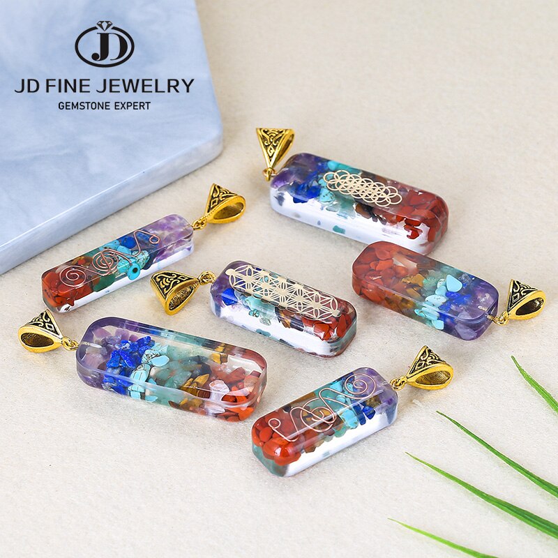 JD New 7 Chakra Radiesthesia Pendulum Natural Stone Lapis lazuli Crystal Orgonite Energy Amulet Women Jewelry Necklace Pendants