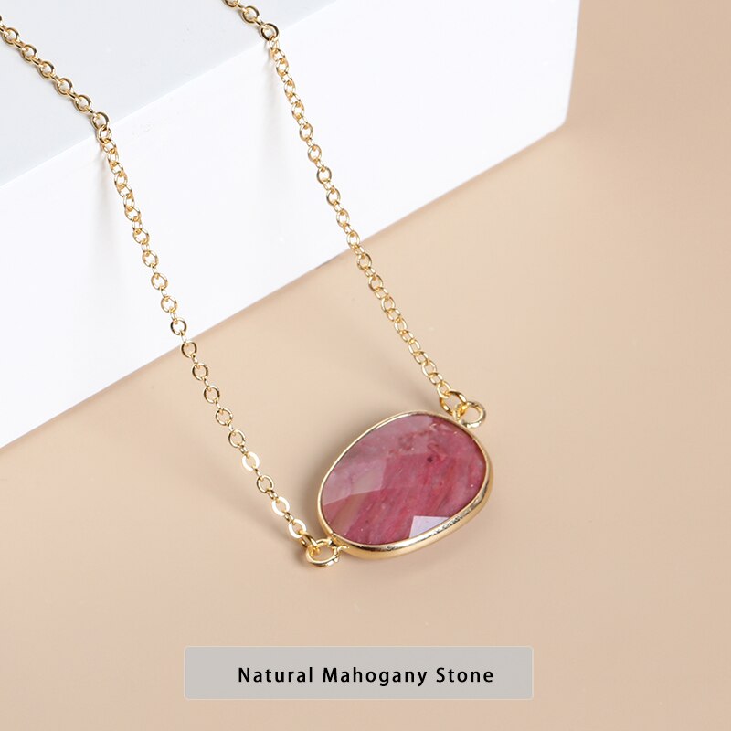 JD Natural Pink Quartz Pendant Elegant Multicolor Candy Faceted Crystal and Stone Pendant Necklace Fashion Women Girls