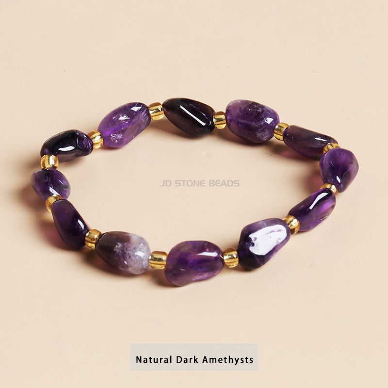 JD Natural Raw Crystal Peridot Chip Stone Beads Bracelets Women Smooth Irregular Amethyst Lemon Quartz Reiki Healing Bangles