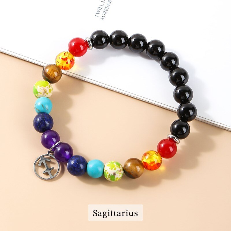 JD Seven Chakras 12 Constellations Energy Bracelet Men Women Trendy Natural Beads Reiki Healing Yoga Wristband Friendship Gifts