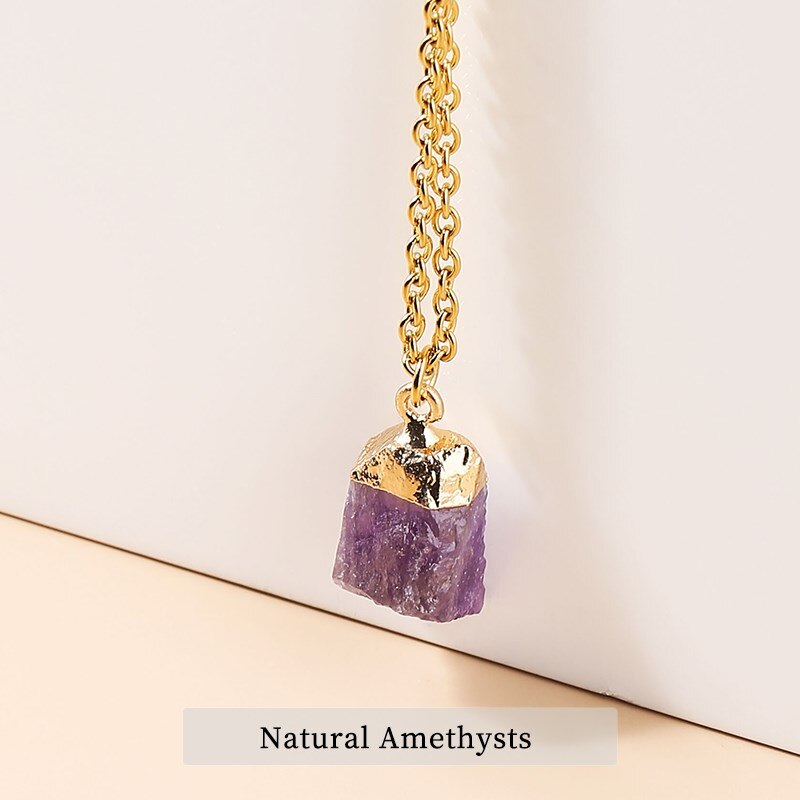 JD Trendy Gold Color Matal & Multicolour Natural Stone Chain Necklace Red Jasper Rock Quartz Pendant Charms Necklaces Wholesale