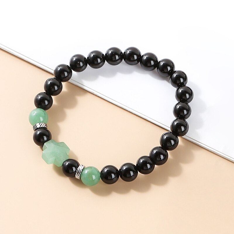 Change Better 8MM Natural Tiger Eye Faceted Stone Cross Bracelets Onyx Meditation Prayer Beaded Bracelet Women Men Yoga Wrist