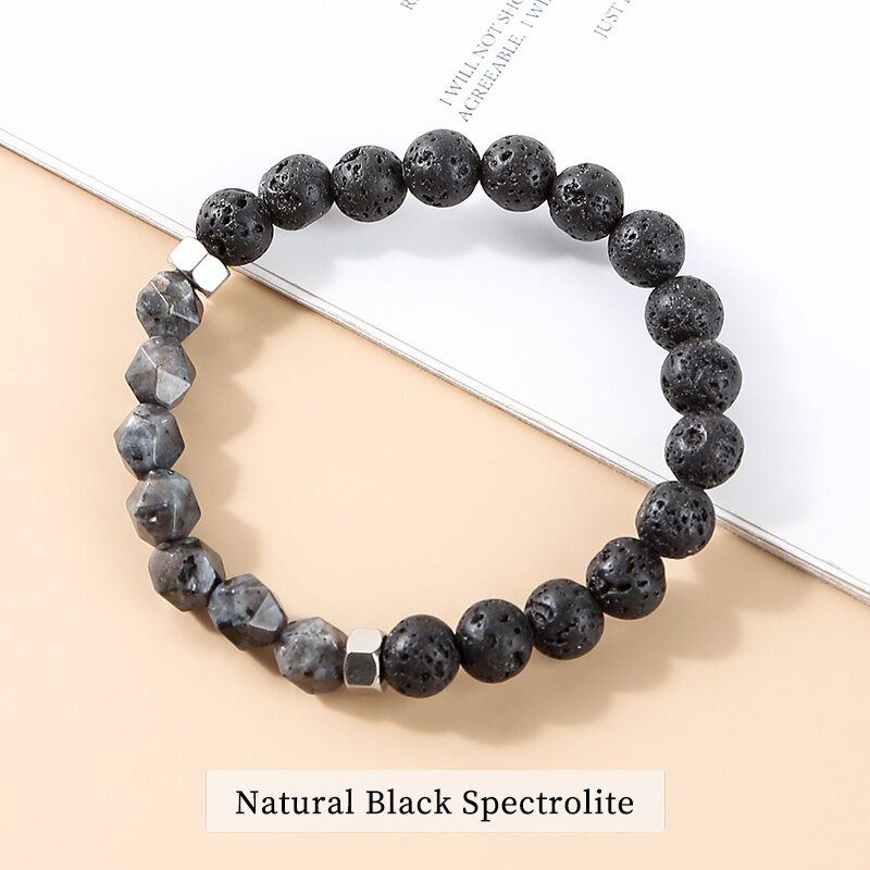 Change Better Natural Lava Volcanic Stone Bead Bracelets Men Tibetan Buddha Faceted Turquoise Yoga Energy Meditation Bangles