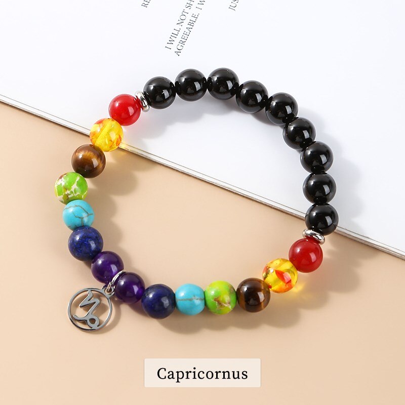 JD Seven Chakras 12 Constellations Energy Bracelet Men Women Trendy Natural Beads Reiki Healing Yoga Wristband Friendship Gifts