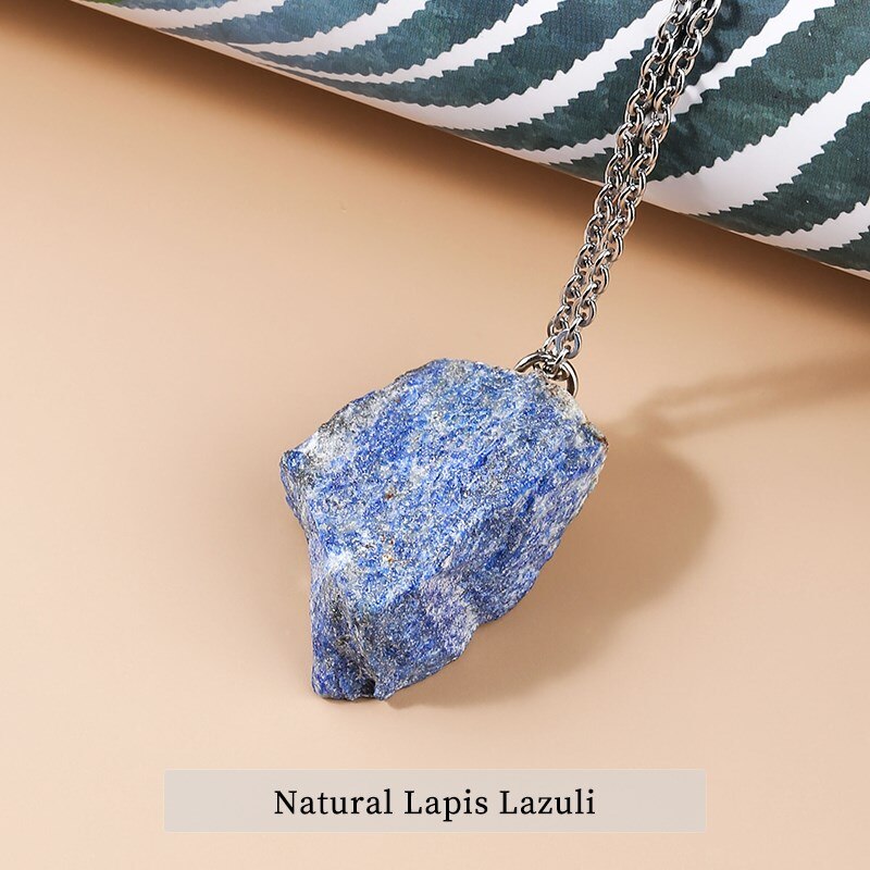 JD 1PC Natural Apatite Healing Stone Pendant With Pink Quartz Mineral Lapis Lazuli  Necklace For DIY Gift Women's Jewelry