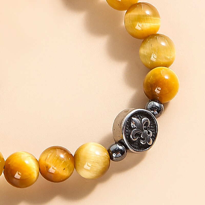 Change Better Natural Stone Golden Tiger Eye Beaded Bracelets Men Women Charm Anchor Yoga Energy Healing Wristband Jewelry Gift