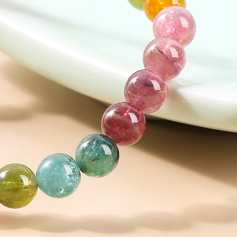 JD 7A Colorful Natural Watermelon Tourmaline Beaded Bracelets Women Exquisite Healing 6mm Bead Wristband Yoga Jewelry For Girls