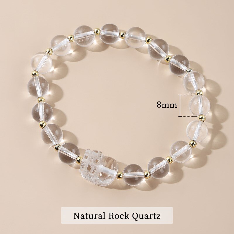JD Natural Pink Strawberry Crystal Pixiu Bracelet Jewelry Bring Health Wealth Female Personality Design Quartz Beaded Bracelet