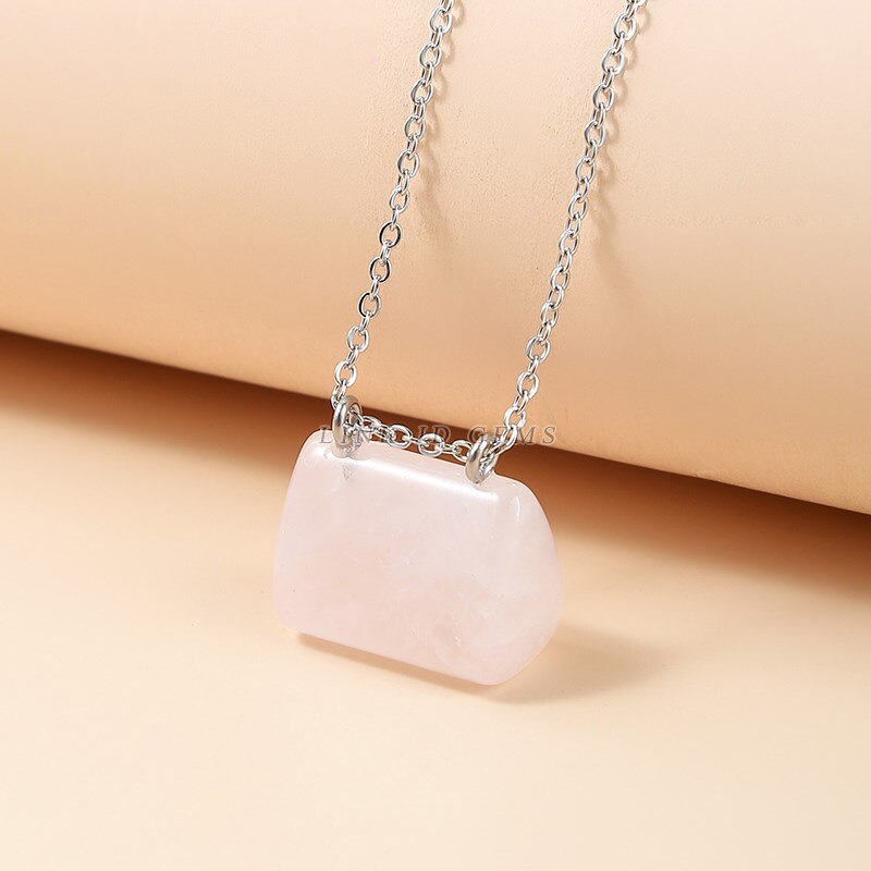 JD Natural Stone Green Aventurine Jaspers Hand Bag Shape Pendant Necklace Women Trendy Healing Charm Beautiful Gemstone Jewelry