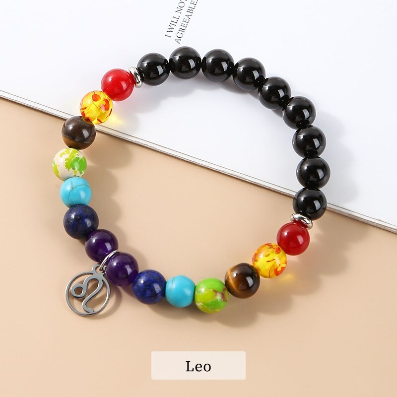 JD Seven Chakras 12 Constellations Energy Bracelet Men Women Trendy Natural Beads Reiki Healing Yoga Wristband Friendship Gifts