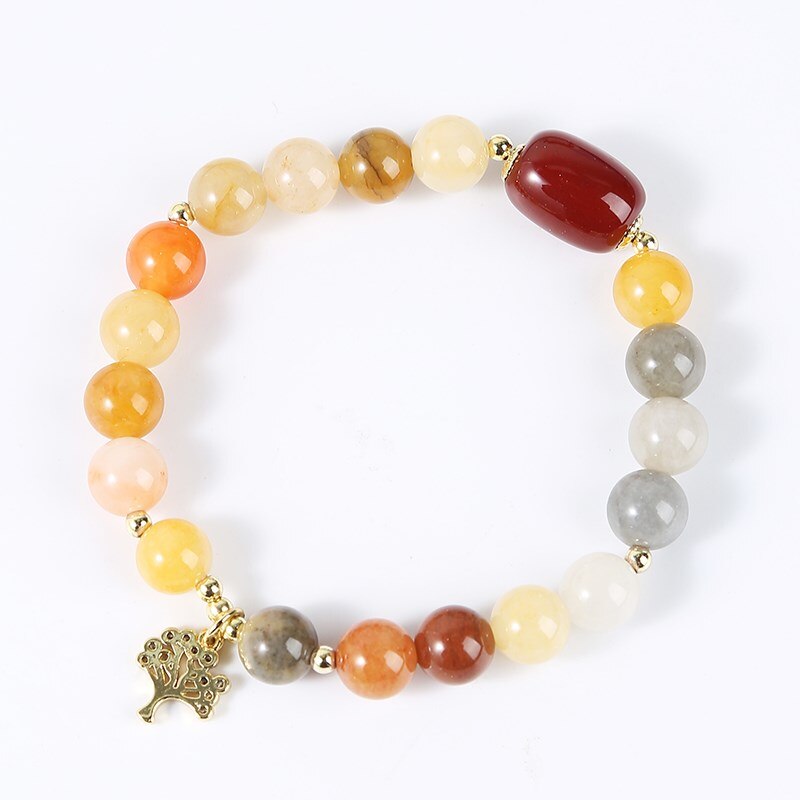 JD Natural Stone Gold Color Jade Bracelets For Women Fashion Sweet Lift Tree Charms Bangles On Hand Girls Party Gifts Jewelry