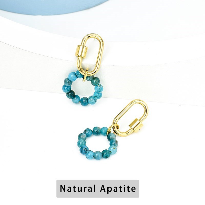 Change Better Natural Semi-Precious Small Beads Circle Charms Earrings Women Handmade Gold Color Hoop Earrings Party Jewelry