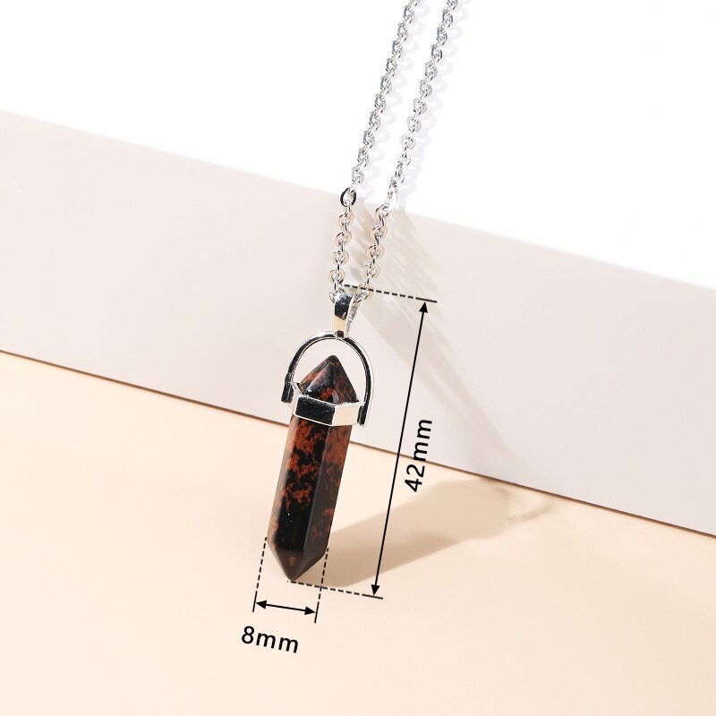 JD Pendulum Natural Stone Pendants For Necklace Charm Striped Agates Quartz Hexagonal Crystal Reiki Meditation Jewelry Wholesale