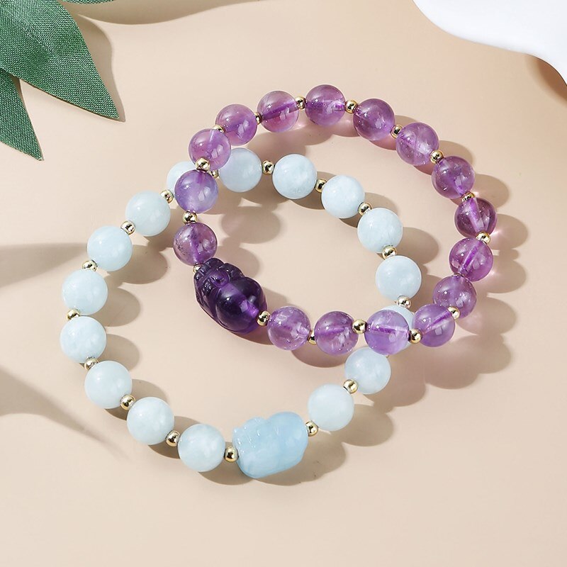 JD Natural Pink Strawberry Crystal Pixiu Bracelet Jewelry Bring Health Wealth Female Personality Design Quartz Beaded Bracelet