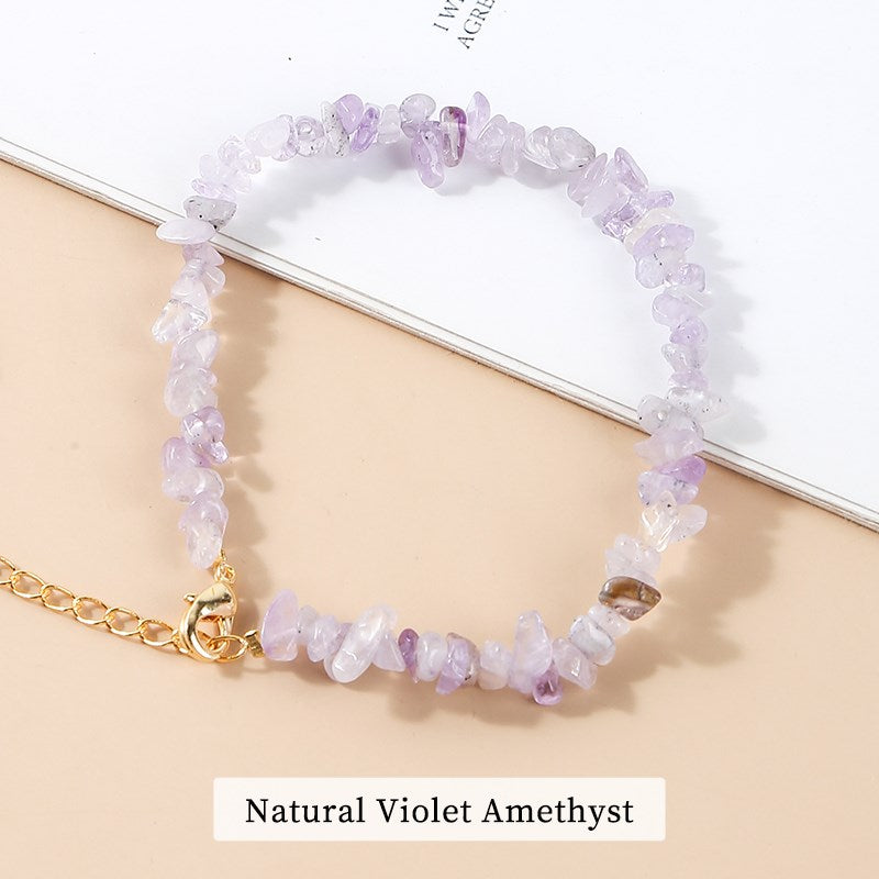 JD Natural Stone Chips Crystal Bracelet Women Amethysts Tourmaline Gravel Adjustable Bangles For Girls Reiki Healing Gifts