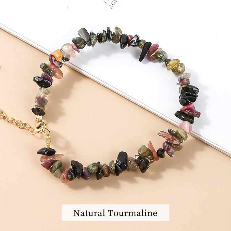 JD Natural Stone Chips Crystal Bracelet Women Amethysts Tourmaline Gravel Adjustable Bangles For Girls Reiki Healing Gifts