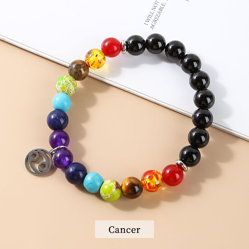 JD Seven Chakras 12 Constellations Energy Bracelet Men Women Trendy Natural Beads Reiki Healing Yoga Wristband Friendship Gifts