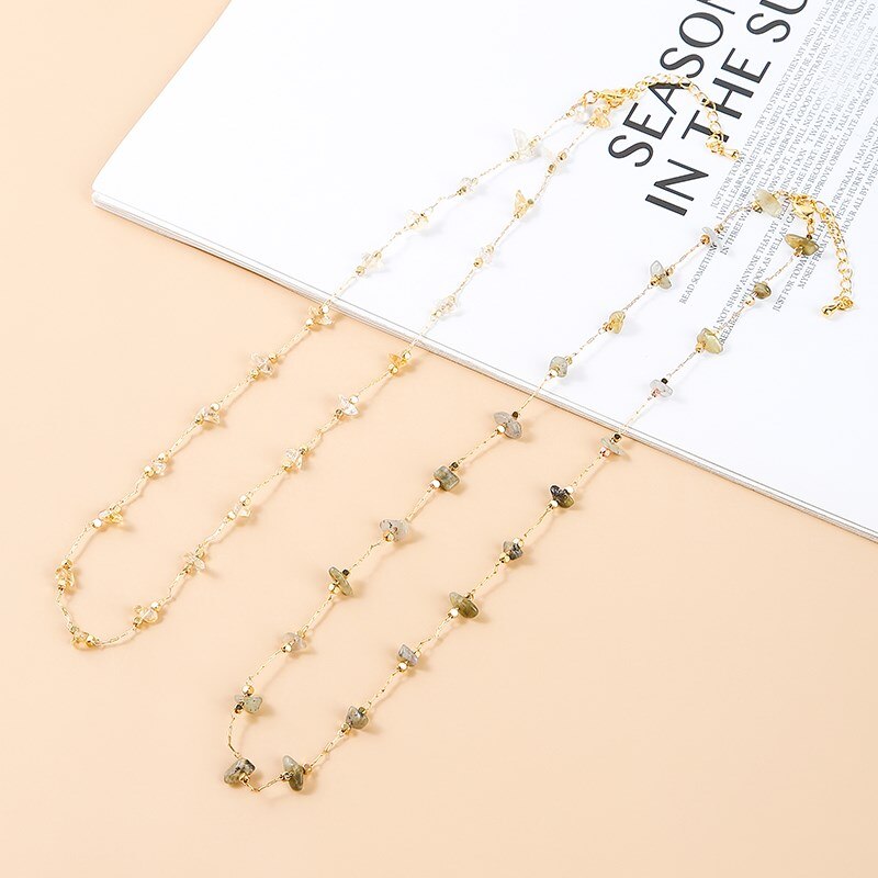 JD Natural Stone Citrines Gravel Necklace For Women Fashion Copper Chain Strawberry Quartz Handwork Choker Femmale Luxury Gift