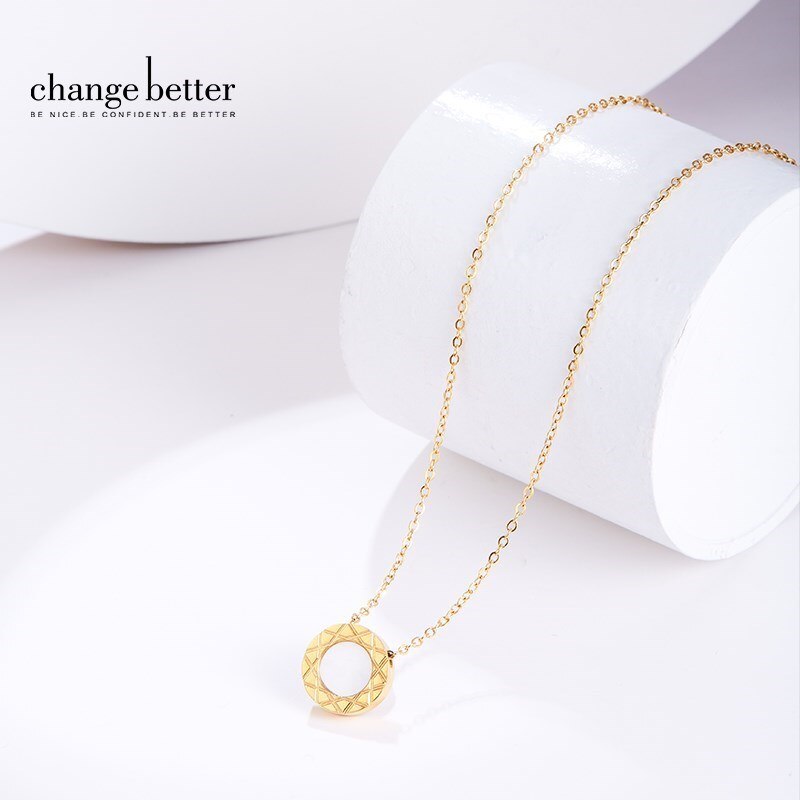 Change Better Double-Sided Circle Natural White Shell Pendant Necklace Women Stainless Steel Classic Jewelry Chain Choker Gifts