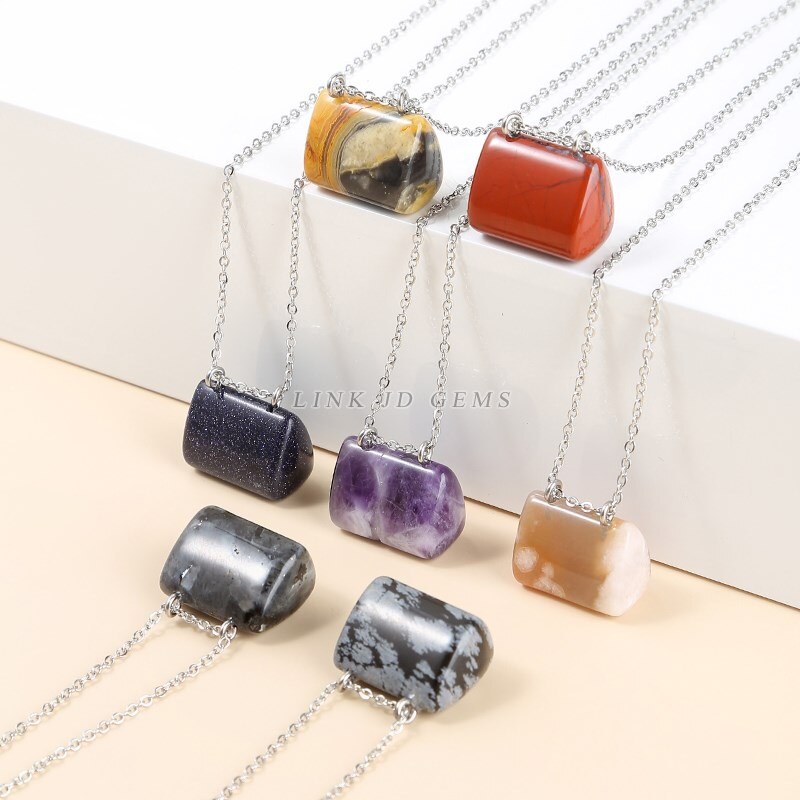 JD Natural Stone Green Aventurine Jaspers Hand Bag Shape Pendant Necklace Women Trendy Healing Charm Beautiful Gemstone Jewelry