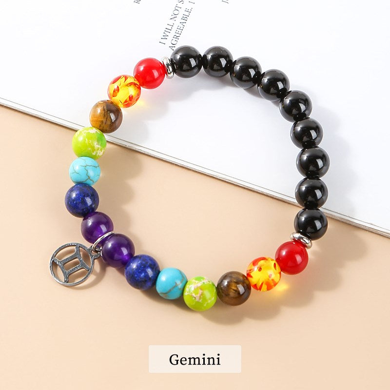 JD Seven Chakras 12 Constellations Energy Bracelet Men Women Trendy Natural Beads Reiki Healing Yoga Wristband Friendship Gifts