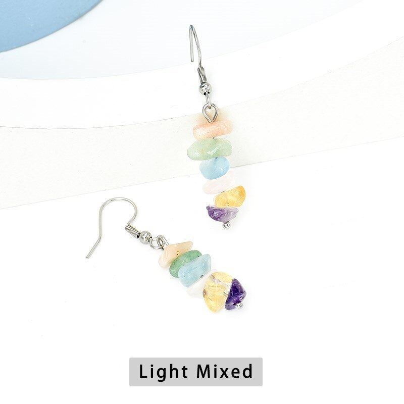 Change Better Small Rock Mineral Stone Crystal Earrings Women Natural Citrines Quartz Gravel Charm Hook Earring Birthday Gift