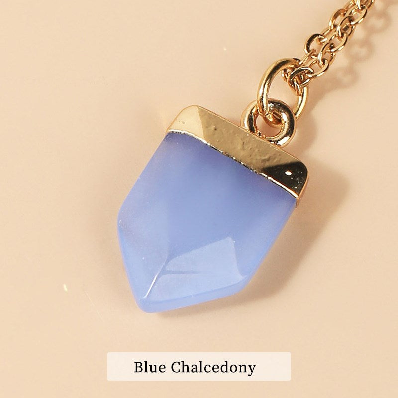 JD Blue Stone Pendant Lapis Lazuli Yellow Tiger Eyes Stone Malachite Polygon Pendants Necklace Women Man Jewelry Wholesale