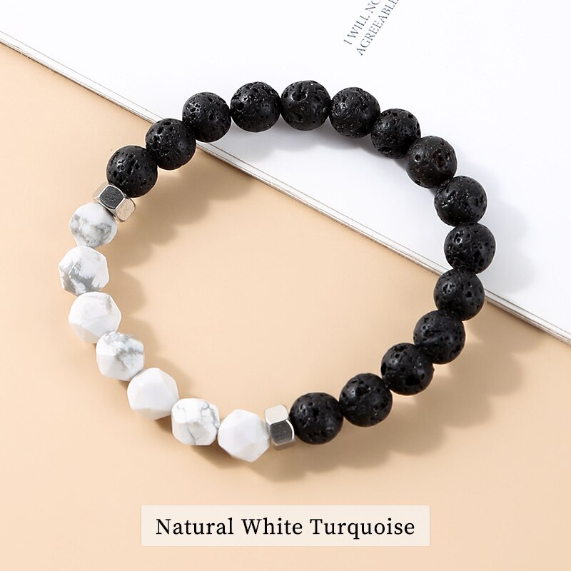 Change Better Natural Lava Volcanic Stone Bead Bracelets Men Tibetan Buddha Faceted Turquoise Yoga Energy Meditation Bangles