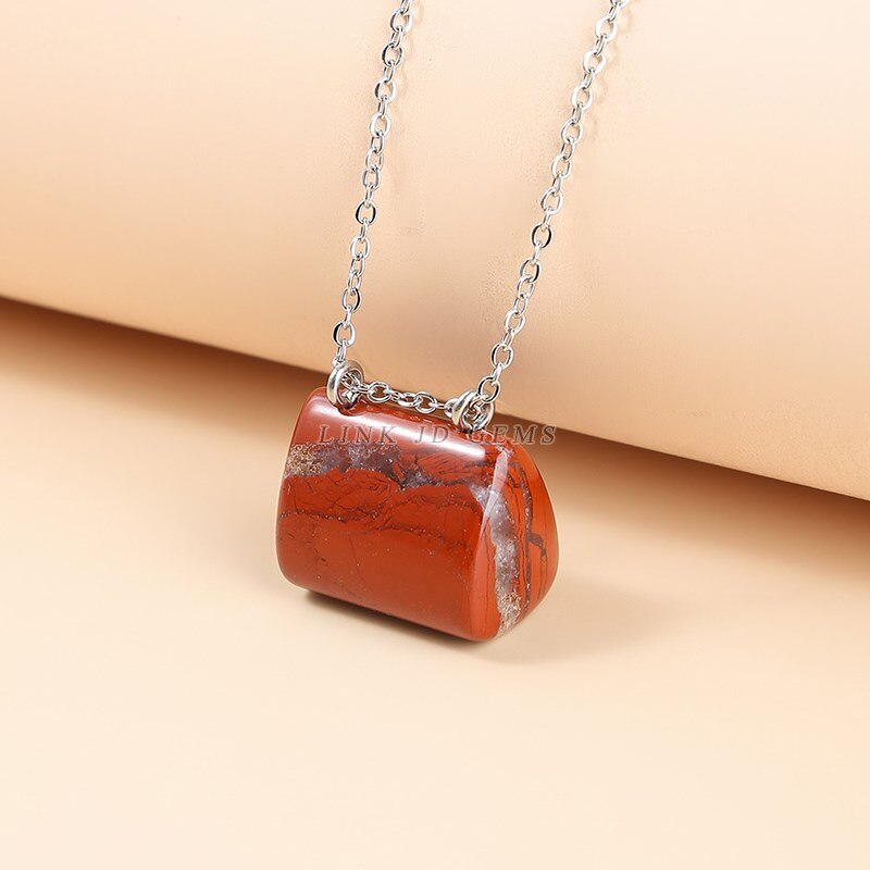JD Natural Stone Green Aventurine Jaspers Hand Bag Shape Pendant Necklace Women Trendy Healing Charm Beautiful Gemstone Jewelry
