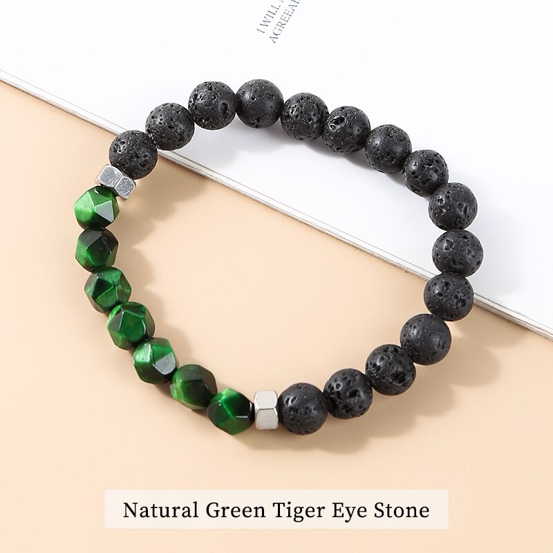 Change Better Natural Lava Volcanic Stone Bead Bracelets Men Tibetan Buddha Faceted Turquoise Yoga Energy Meditation Bangles