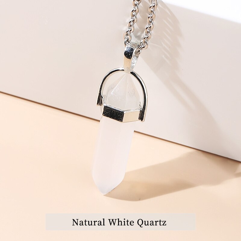 JD Pendulum Natural Stone Pendants For Necklace Charm Striped Agates Quartz Hexagonal Crystal Reiki Meditation Jewelry Wholesale