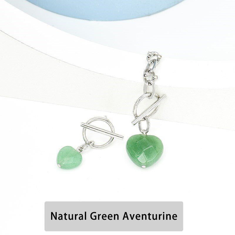 Change Better Natural Gemstone Faceted Heart Shape Drop Earrings Women Girls Love Personality Fashion Wild Asymmetric Jewelry