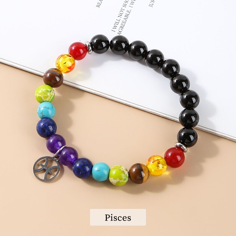 JD Seven Chakras 12 Constellations Energy Bracelet Men Women Trendy Natural Beads Reiki Healing Yoga Wristband Friendship Gifts