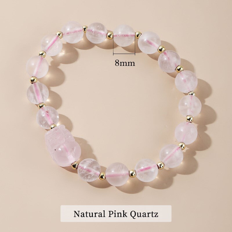 JD Natural Pink Strawberry Crystal Pixiu Bracelet Jewelry Bring Health Wealth Female Personality Design Quartz Beaded Bracelet
