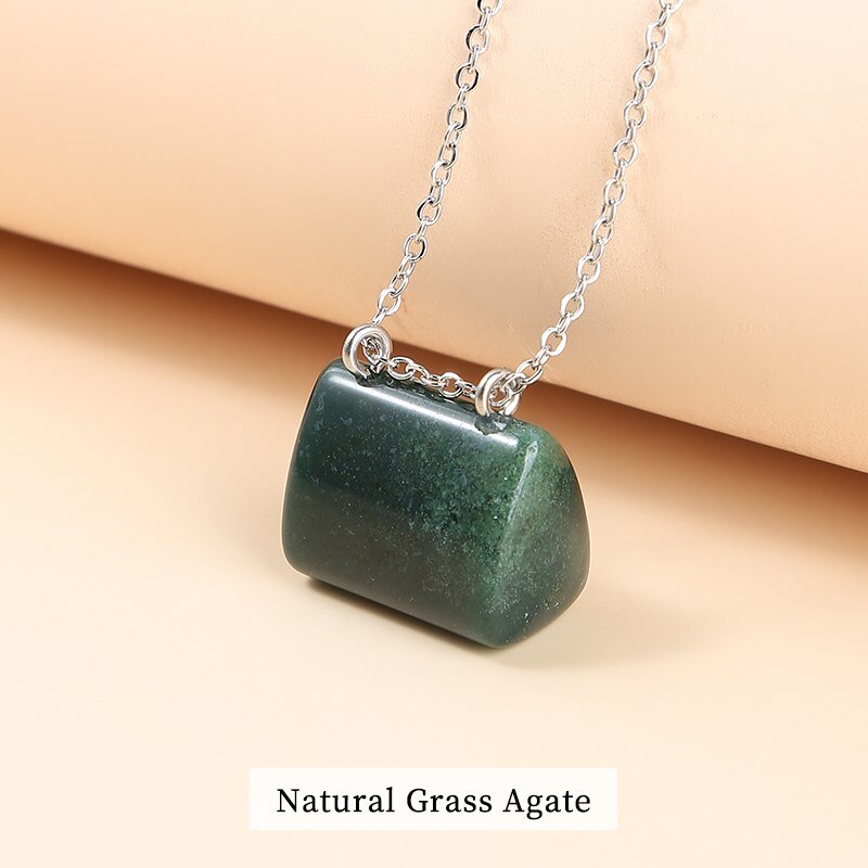 JD Natural Stone Green Aventurine Jaspers Hand Bag Shape Pendant Necklace Women Trendy Healing Charm Beautiful Gemstone Jewelry