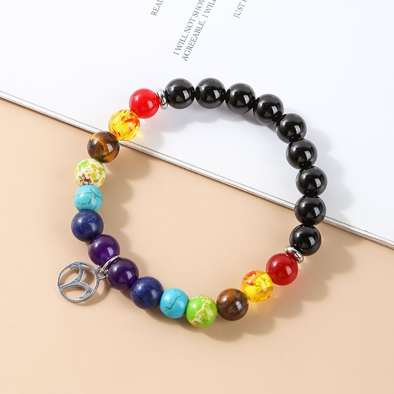 JD Seven Chakras 12 Constellations Energy Bracelet Men Women Trendy Natural Beads Reiki Healing Yoga Wristband Friendship Gifts