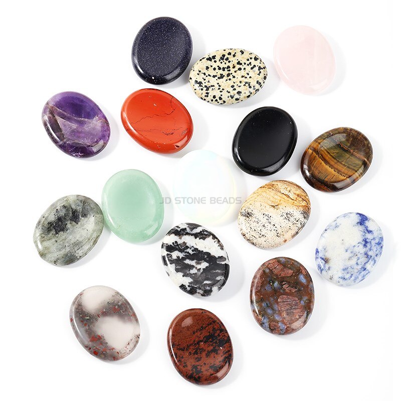 JD 35*45*6mm Worry Stone Thumb Stone Natural Healing Crystals Therapy Reiki Treatment Spiritual Minerals Massage Palm Stone