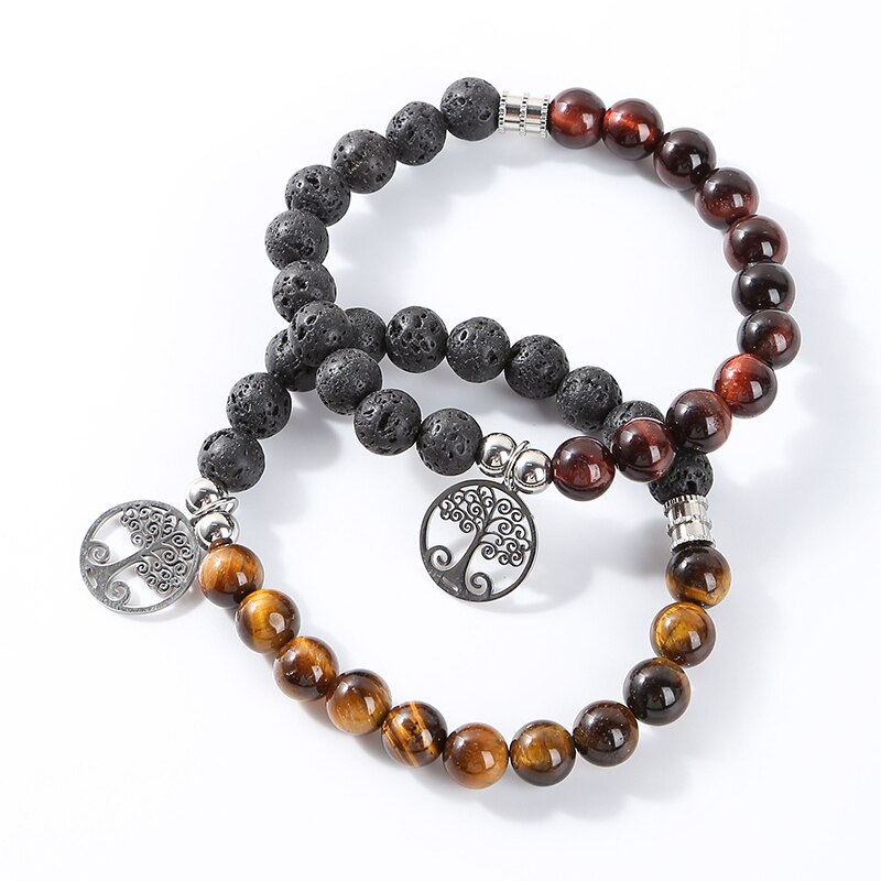 Change Better Natural Stone Beads Tree of Life Pendant Bracelets Men Women Charm Lava Stone Yoga Energy Wristband Jewelry Gift