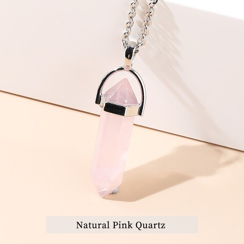 JD Pendulum Natural Stone Pendants For Necklace Charm Striped Agates Quartz Hexagonal Crystal Reiki Meditation Jewelry Wholesale