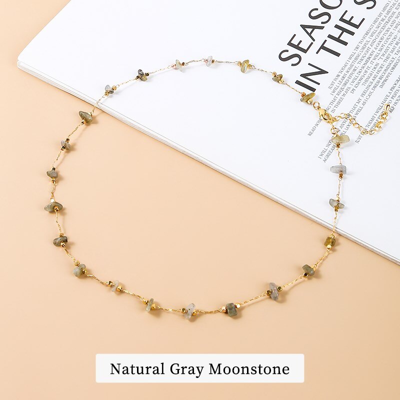 JD Natural Stone Citrines Gravel Necklace For Women Fashion Copper Chain Strawberry Quartz Handwork Choker Femmale Luxury Gift