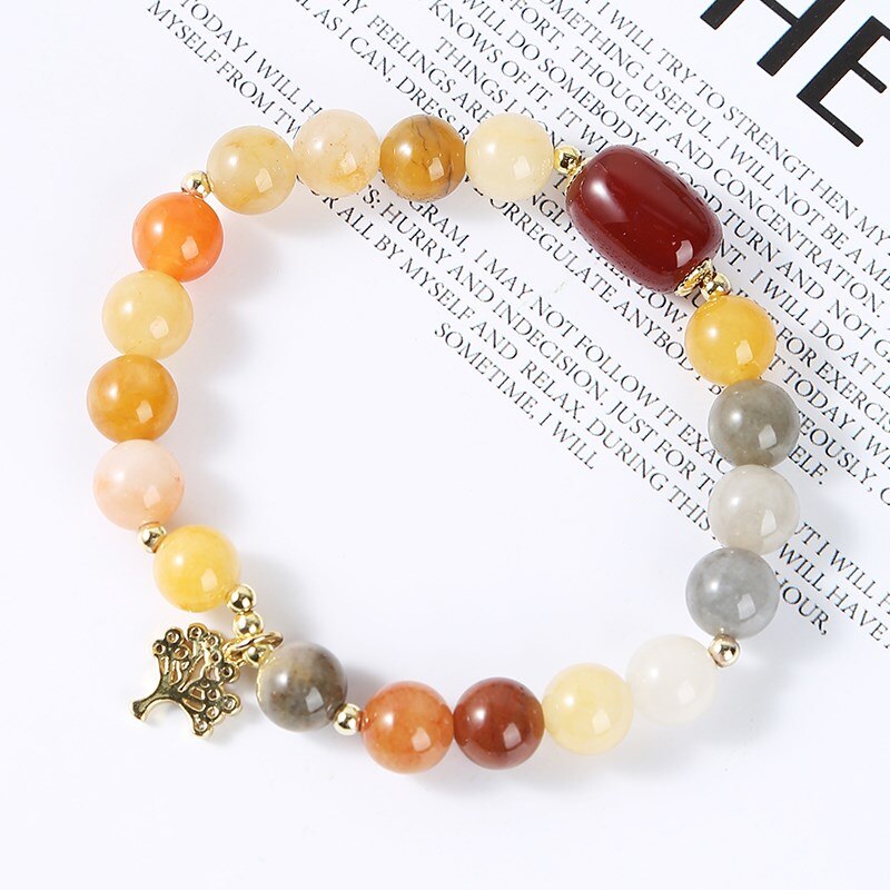 JD Natural Stone Gold Color Jade Bracelets For Women Fashion Sweet Lift Tree Charms Bangles On Hand Girls Party Gifts Jewelry